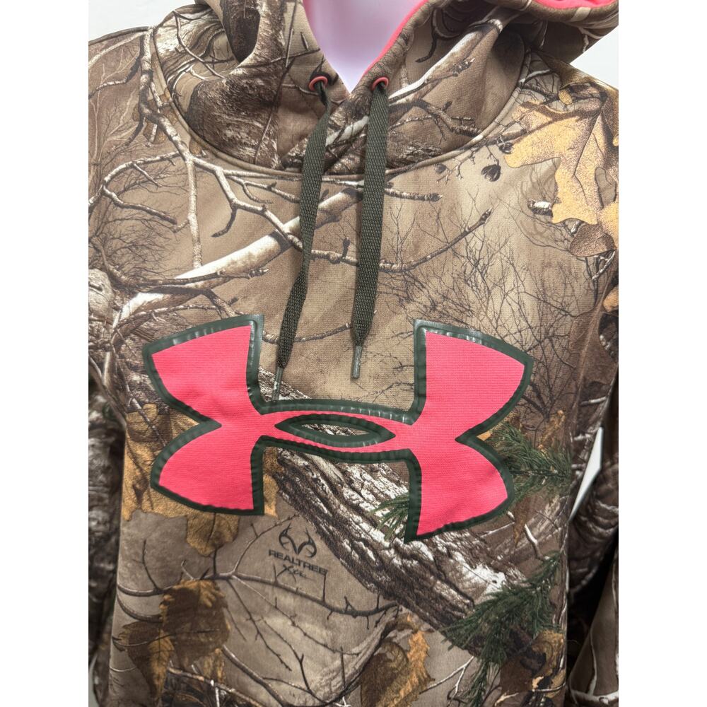 Under Armour Womens XL Realtree Pink Camo Pocket Pullover Hunting Mossy Oak - Picture 2 of 5